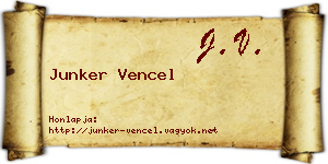 Junker Vencel névjegykártya